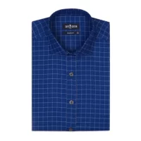 Café Coton Chemise cintrée Brett marine à carreaux ciel