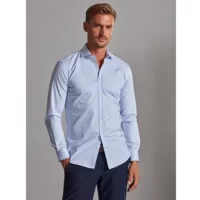 Café Coton Chemise cintrée Nick à rayures ciel