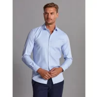 Café Coton Chemise cintrée en twill ciel - Petit Col