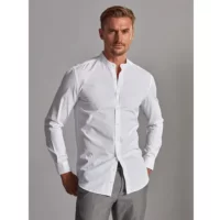 Café Coton Chemise en popeline blanche - Col Mao
