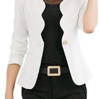 2 de Junejour Femme Blazers Court Veste de Tailleur Slim pour Printemps Automne Hiver
TAILLE : XL